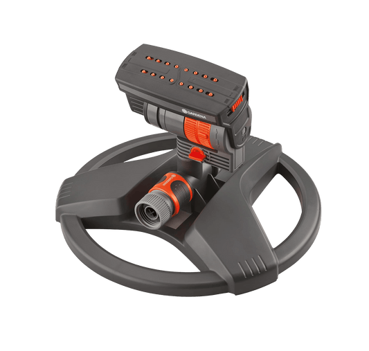 Gardena ZoomMaxx oscillating sprinkler on weighted sled base, 2300 sq ft coverage on Tampa Home & Garden Store
