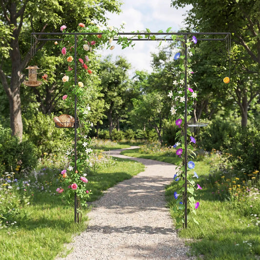 Garden Arbor with Bird Feeding Station 84 Inch Black DirectDeals arch wrapped in vines on Tampa Home & Garden Store