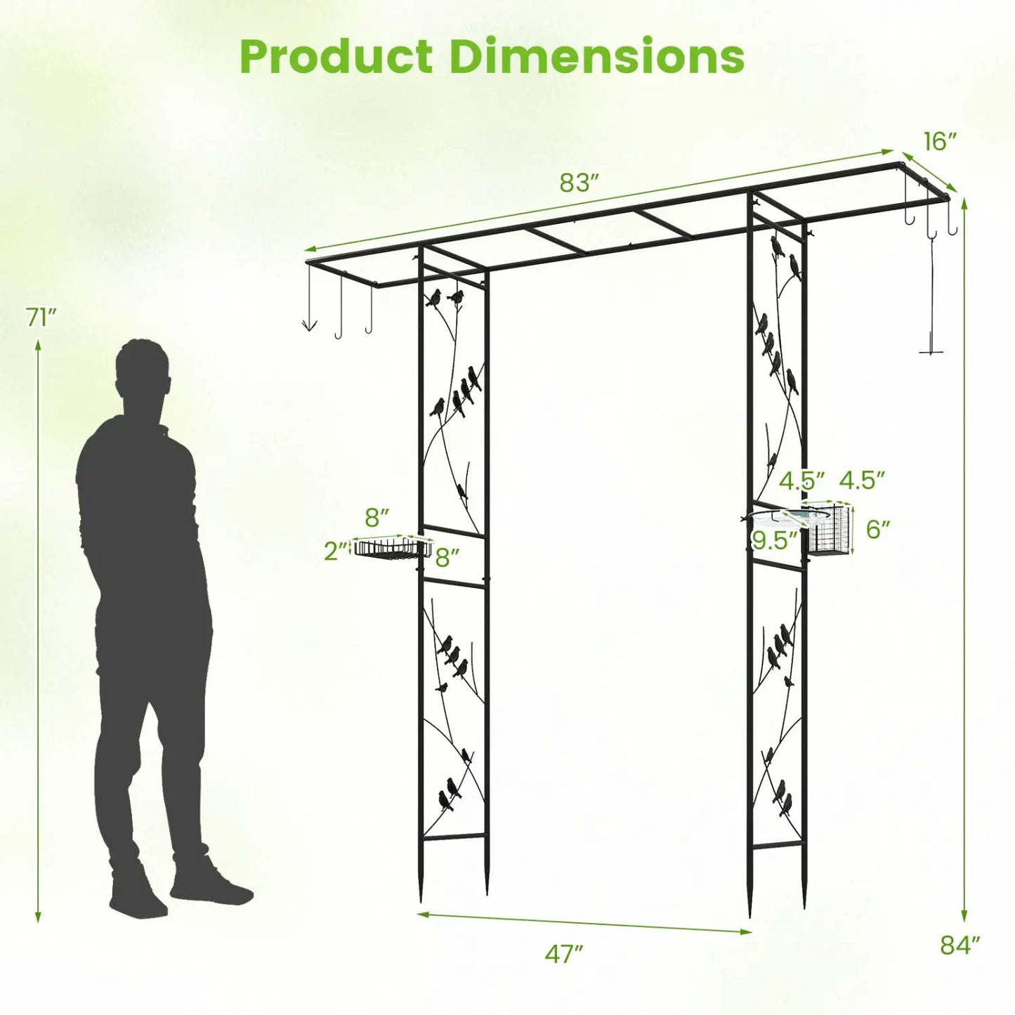 Garden Arbor Bird Feeding Station 84 Inch