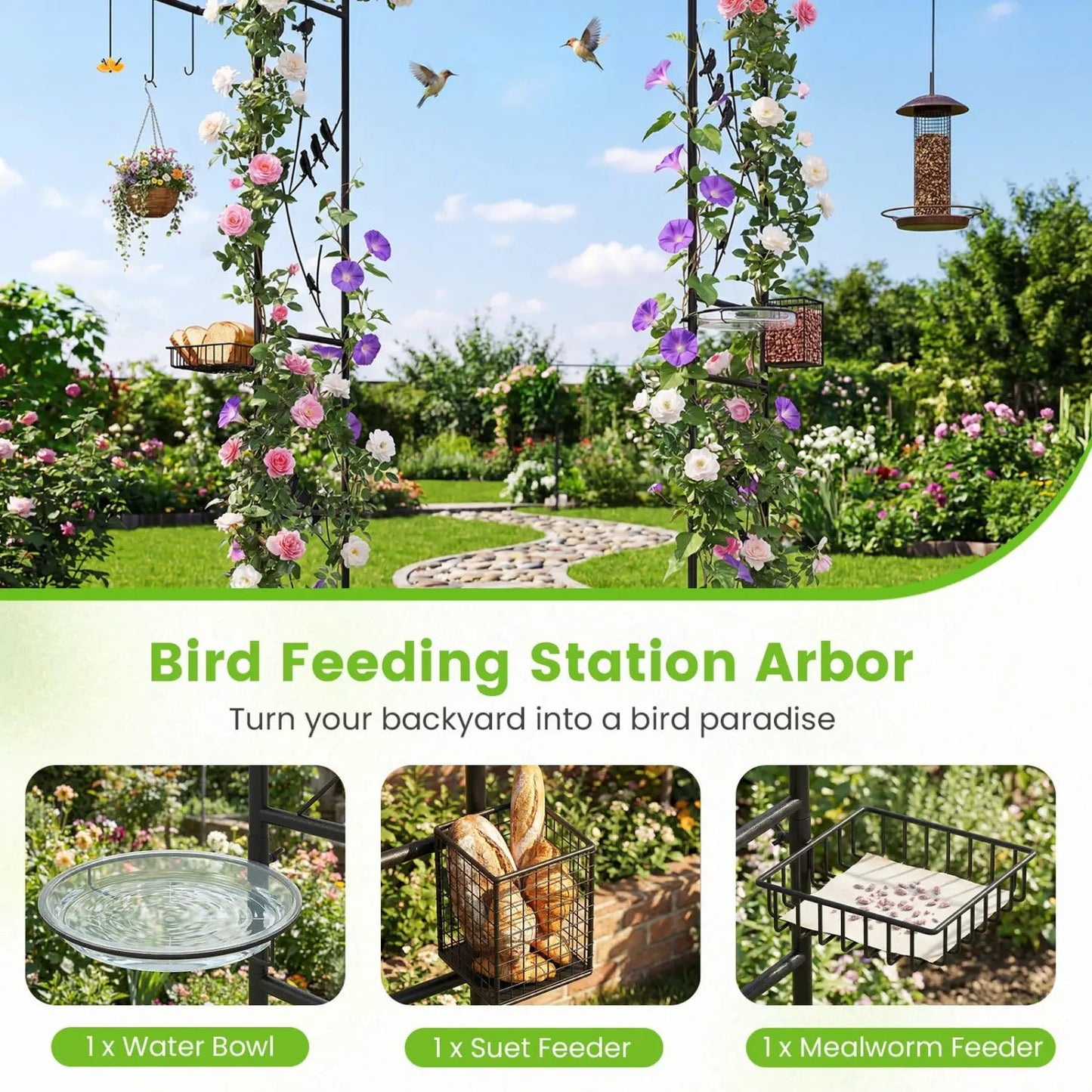Garden Arbor Bird Feeding Station 84 Inch