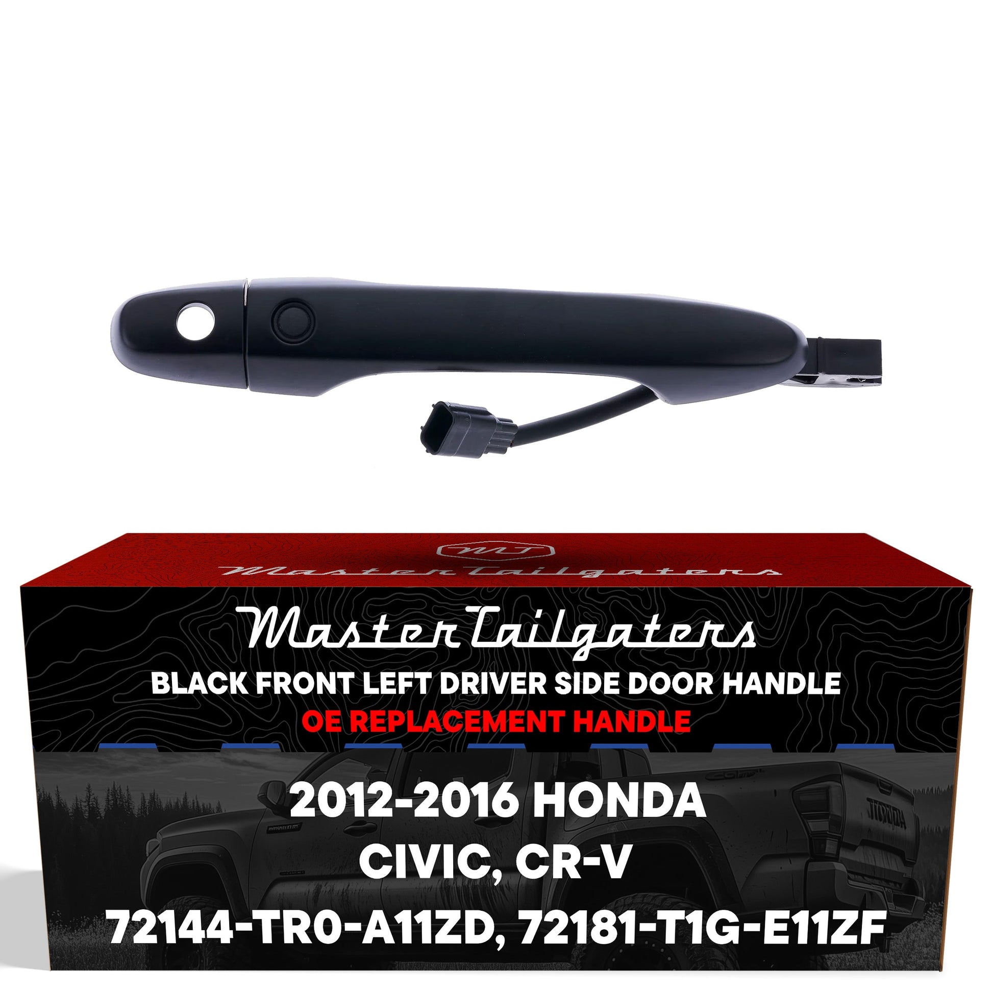Exterior black door handle replacement for Honda Civic and CR-V, front left by Master Tailgaters on Tampa Home & Garden Store