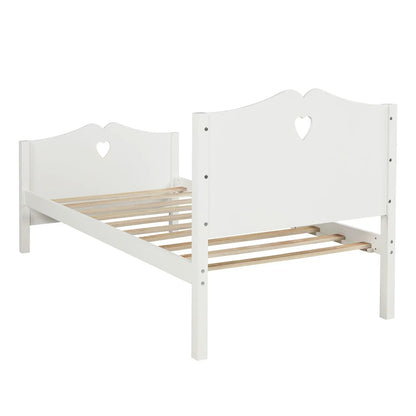 Platform bed with slat support, heart cutout headboard and footboard Unique Piece Furniture on Tampa Home & Garden Store