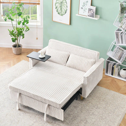 Pull Out Sofa Sleeper with movable tabletop and USB ports in white by Unique Piece Furniture on Tampa Home & Garden Store