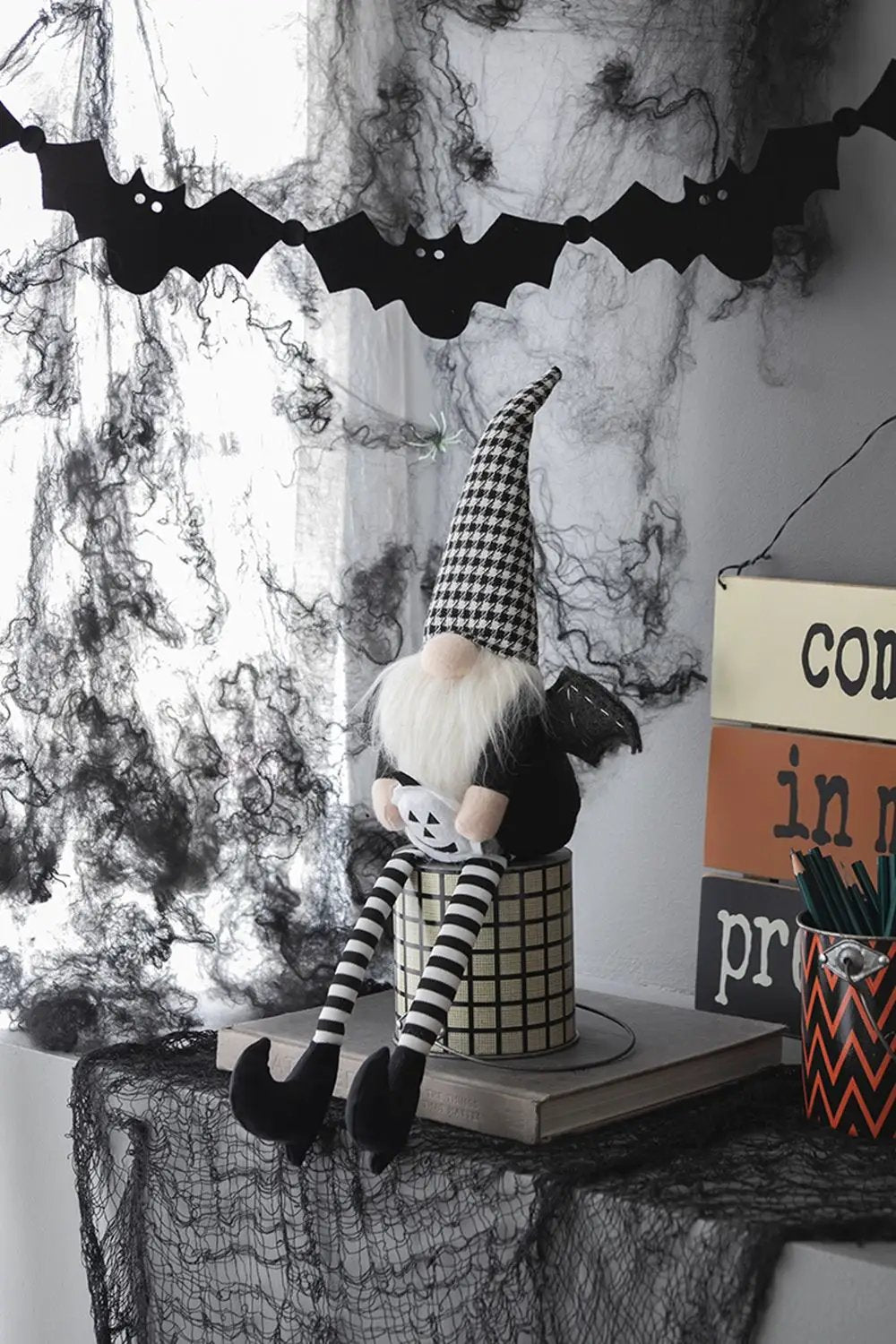 Gnome With Wings and Plaid Hat for Halloween