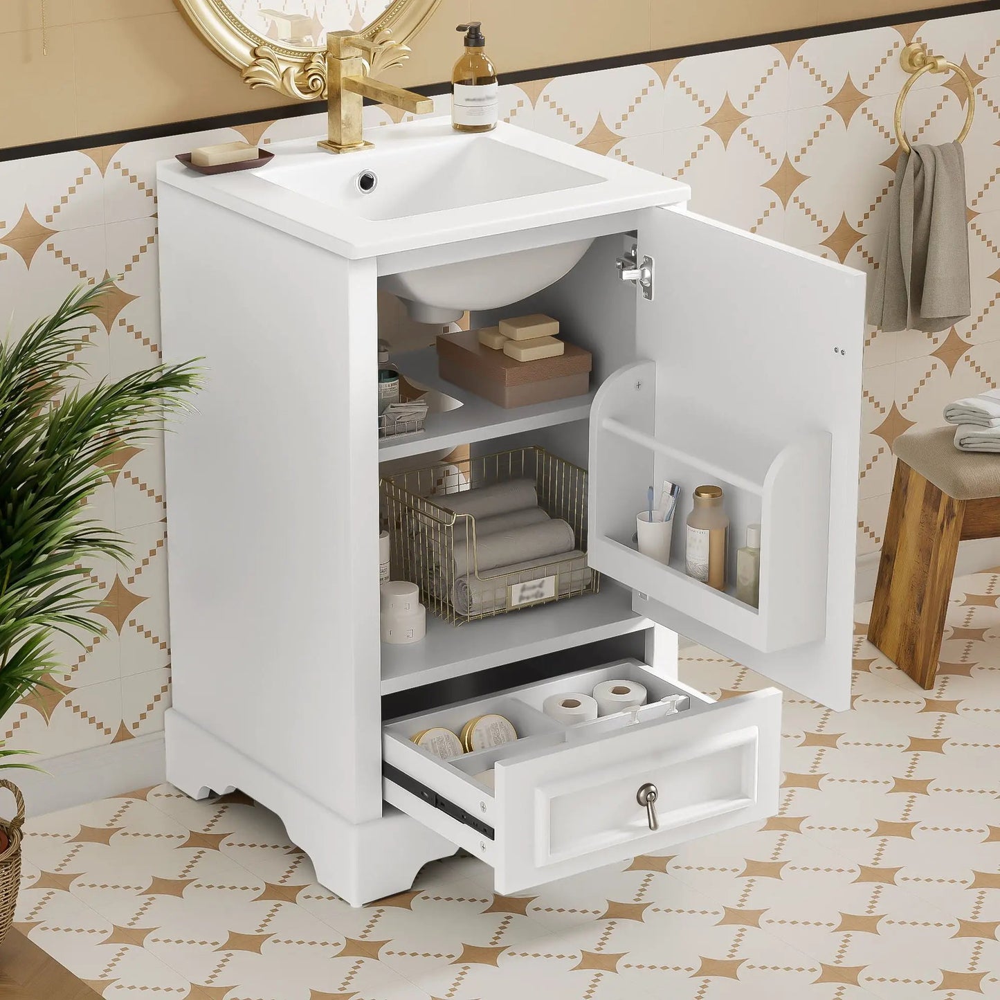 Bathroom Vanity With Sink, Soft Close Door, Shelf