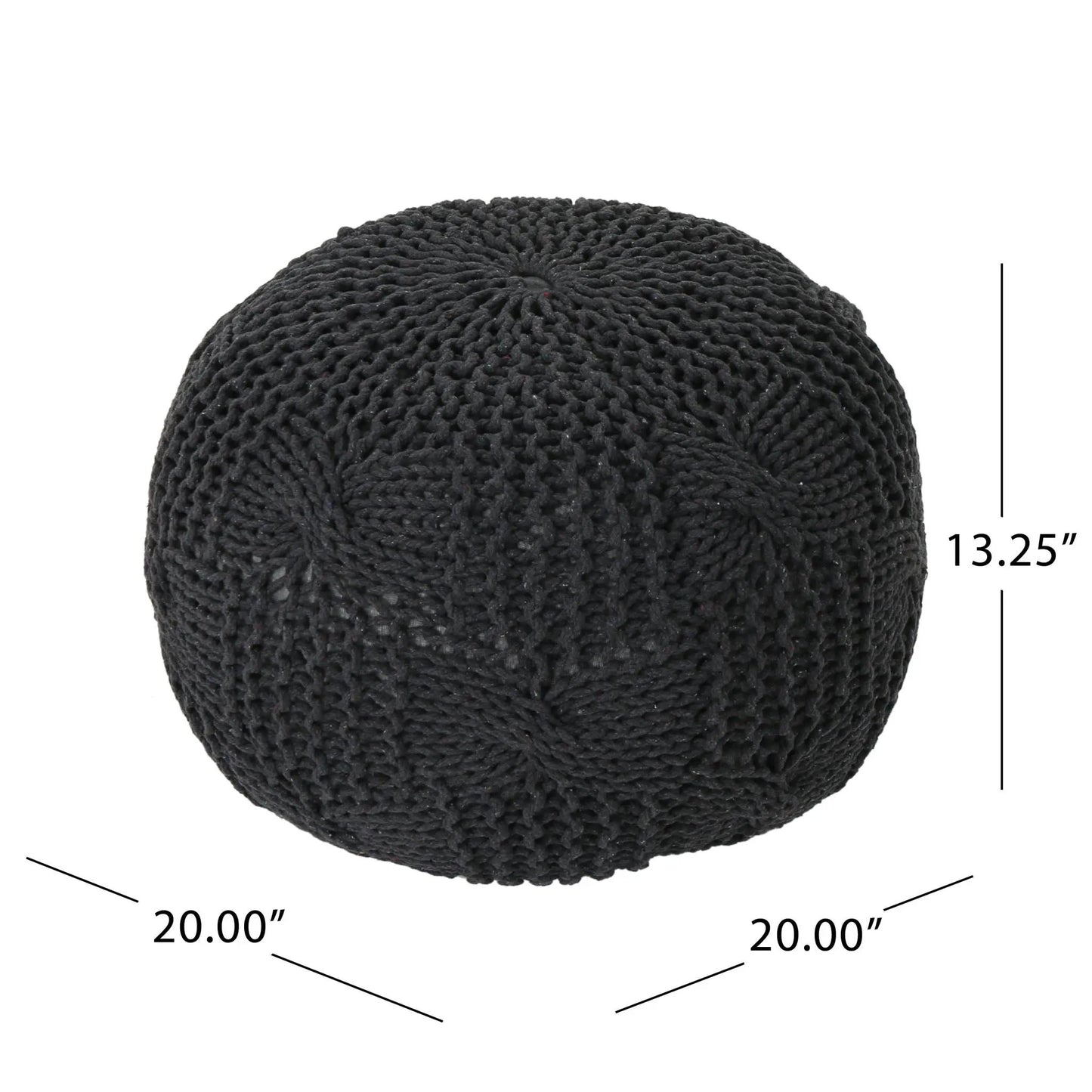 Bordeaux knitted round pouf with chunky knit texture, accent home decor on Tampa Home & Garden Store