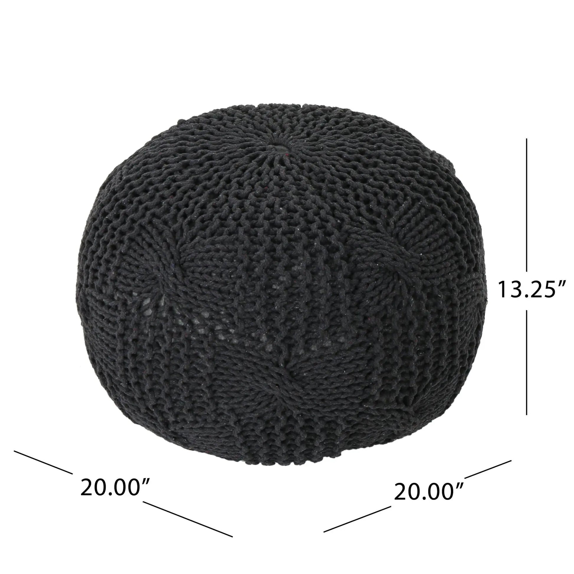 Bordeaux knitted round pouf with chunky knit texture, accent home decor on Tampa Home & Garden Store