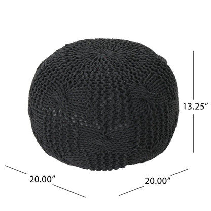 Bordeaux knitted round pouf with chunky knit texture, accent home decor on Tampa Home & Garden Store