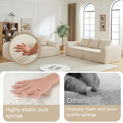 Minimalist and Durable Corduroy Six Seater Sofa