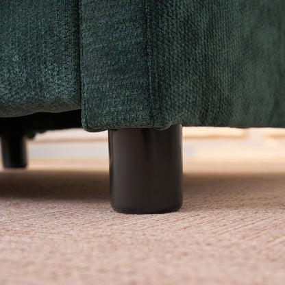 Modern Reading Armchair close-up in dark teal textured fabric with black metal leg on carpet on Tampa Home & Garden Store