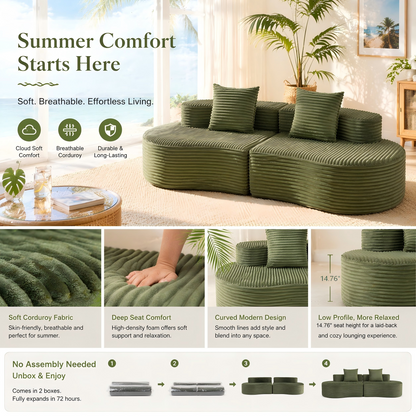 Cozy Corduroy 2 Seater Sofa and a Lumbar Pillow