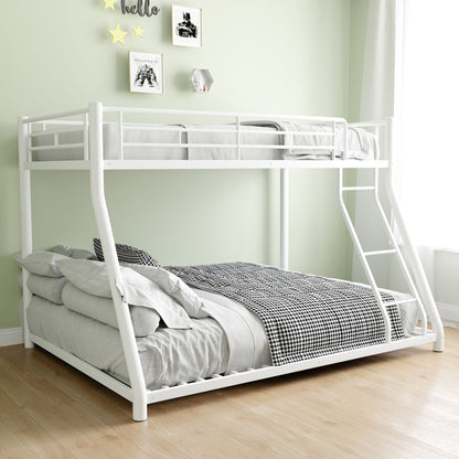 Sturdy Metal Bunk Bed With Ladder and Guardrail