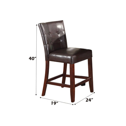 Britney Counter Height Chair set of 2 Espresso with tufted faux leather and dark wood legs on Tampa Home & Garden Store