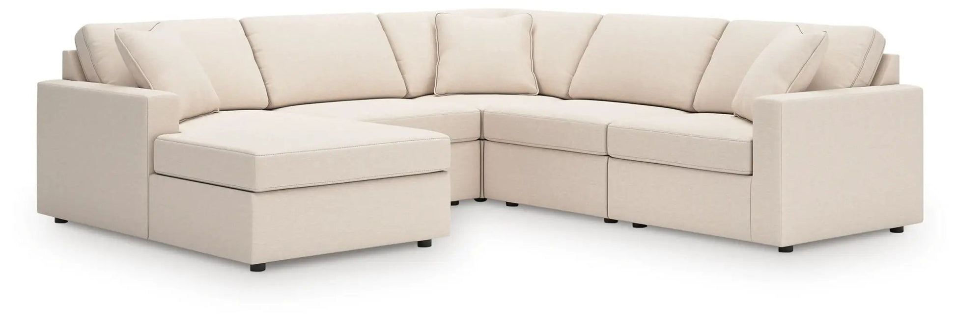 Modmax Sectional Oyster beige fabric stationary sectional with left chaise and ottoman on Tampa Home & Garden Store