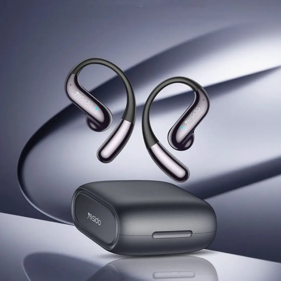 Yesido pair of over-ear noise-canceling wireless earbuds with charging case in metallic purple on Tampa Home & Garden Store