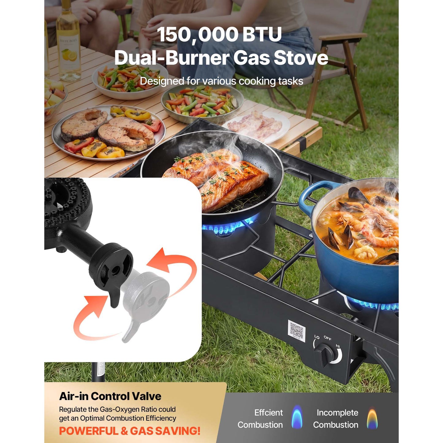 Two Burner Outdoor Propane Gas Stove for a Patio