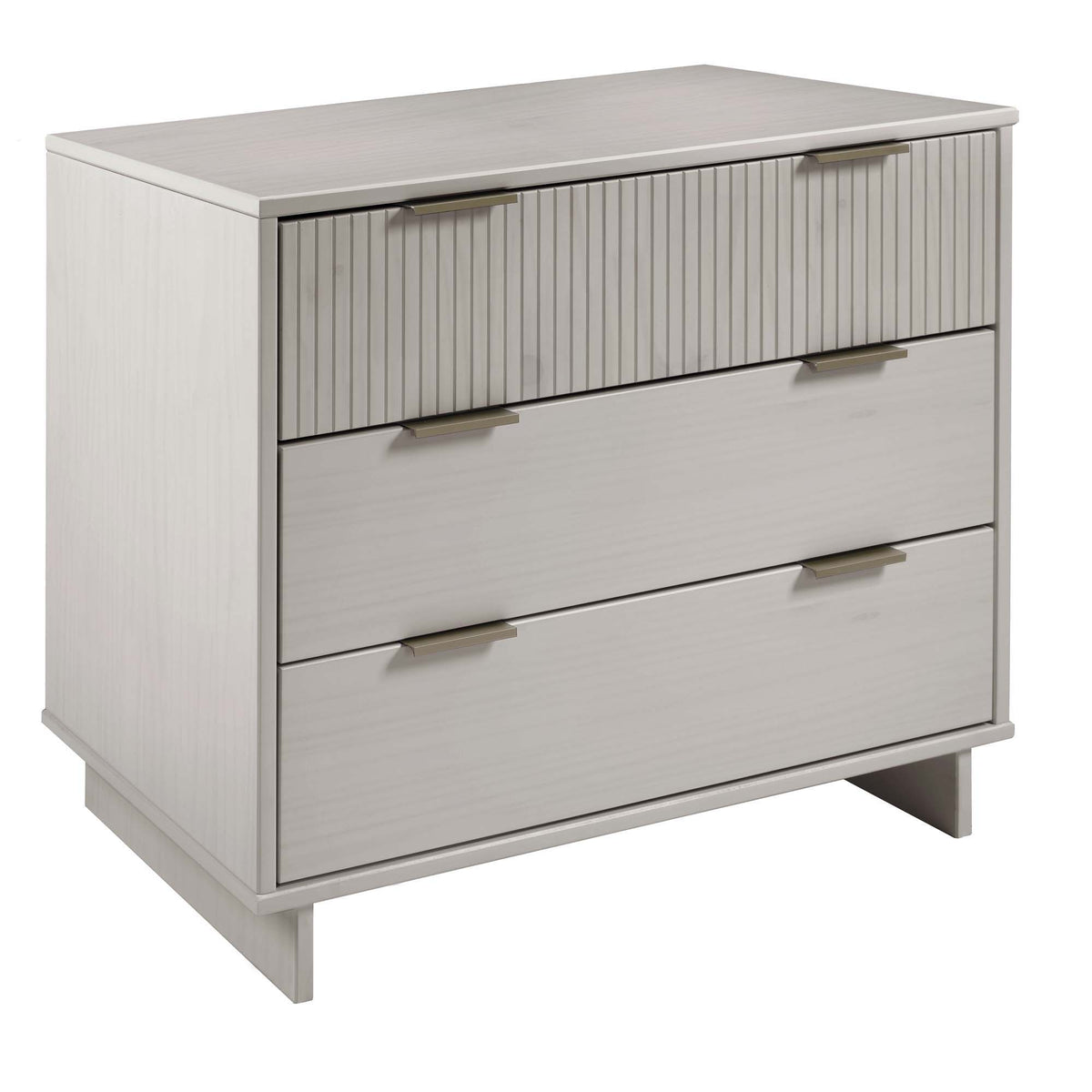 Solid wood 3-drawer dresser with ribbed fronts in light gray finish by HouseOfZazla on Tampa Home & Garden Store