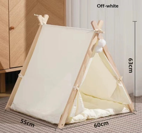Pet tent teepee with off-white canvas and wooden frame by Sell My Stuff 63 cm high 55x60 cm base on Tampa Home & Garden Store
