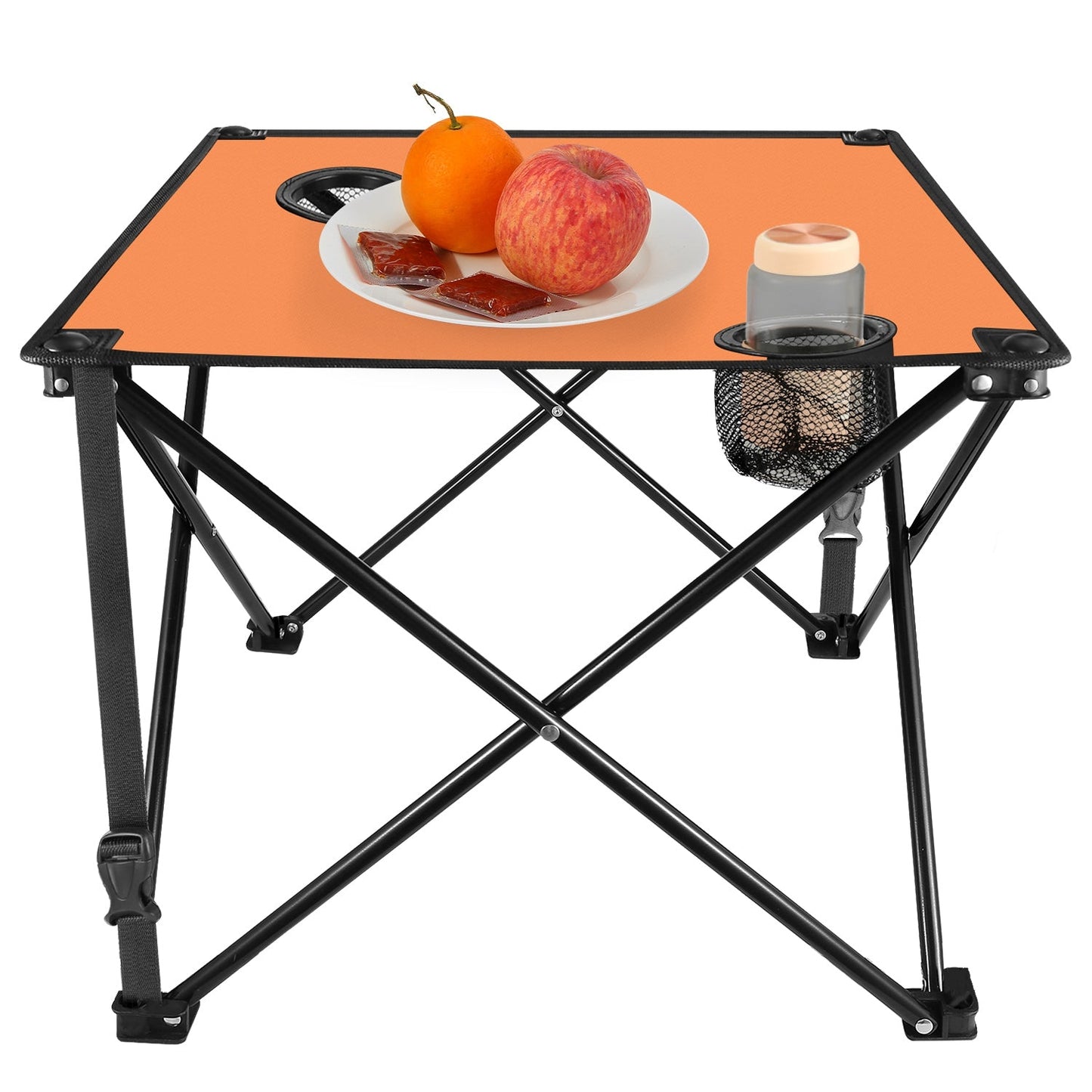 GemGear foldable camping table orange top with 2 cup holders on Tampa Home & Garden Store