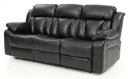 Reclining sofa Unique Piece Furniture in black leather with plush seating on Tampa Home & Garden Store