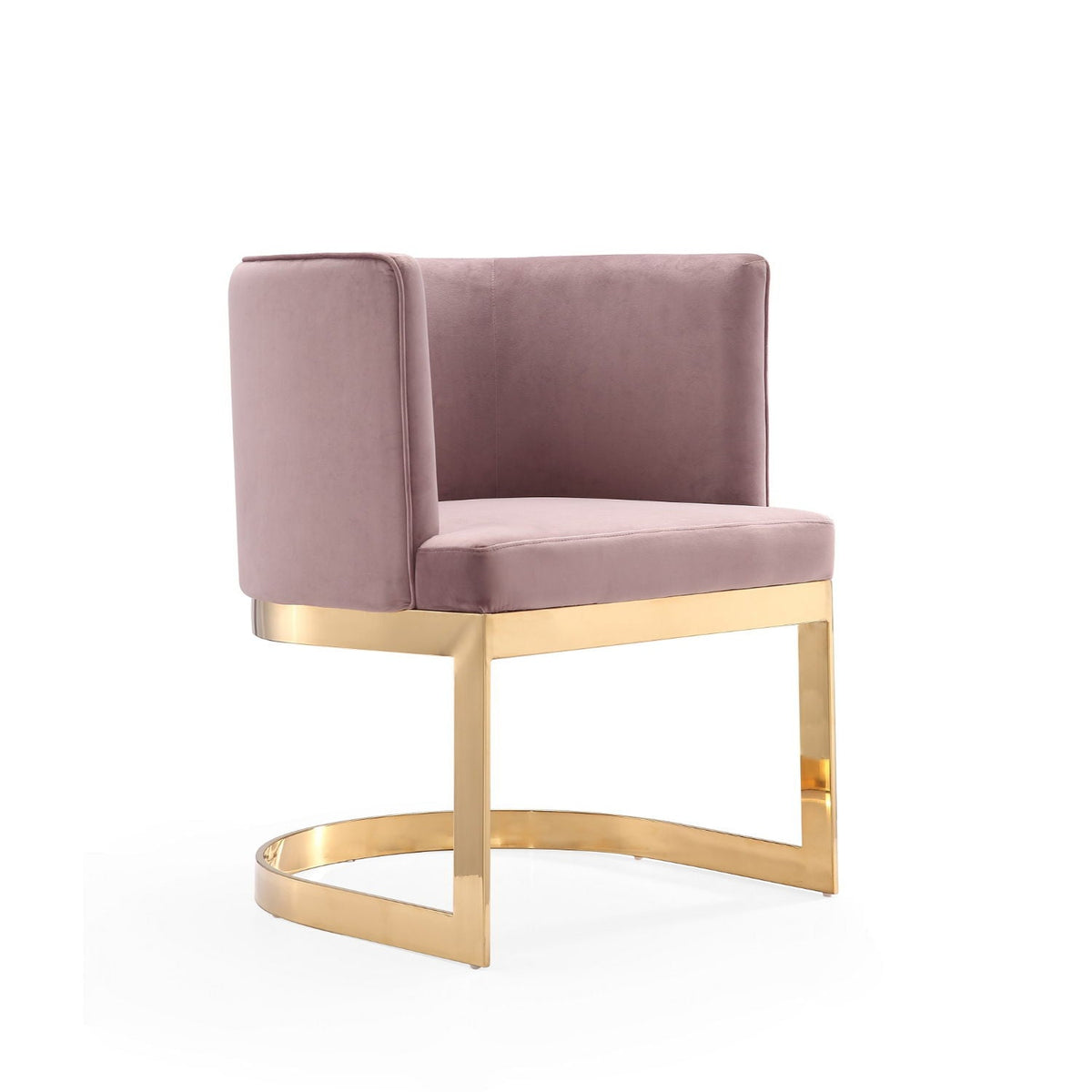 Aura dining chair with brass frame in pink velvet upholstery by HouseOfZazla on Tampa Home & Garden Store