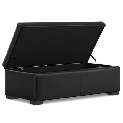 Gabbie storage ottoman black leather with lift lid and legs Unique Piece Furniture on Tampa Home & Garden Store