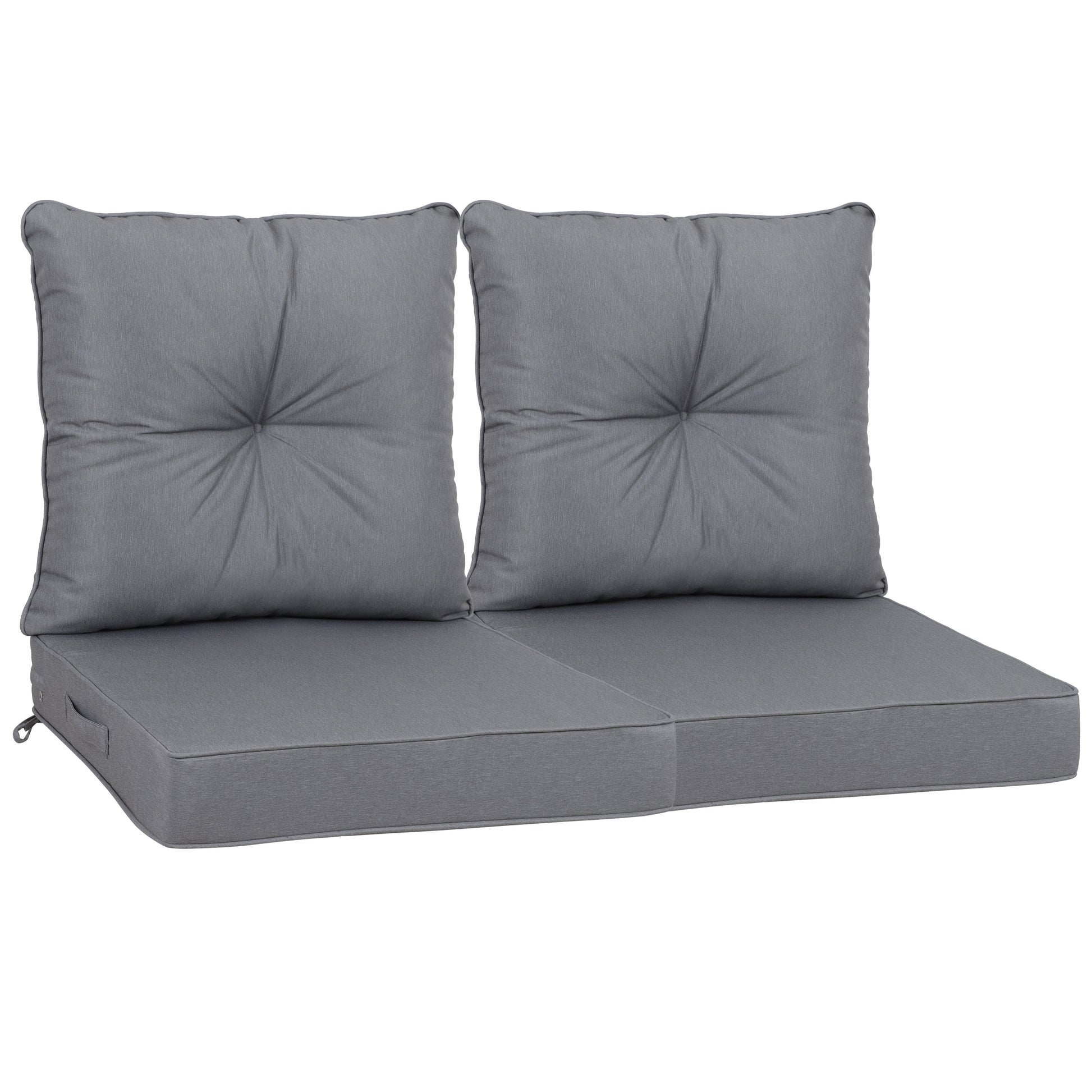 Outdoor Deep-Seat Cushions set of 2 in gray fabric with tufted backs by HouseOfZazla on Tampa Home & Garden Store