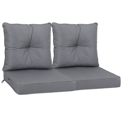 Outdoor Deep-Seat Cushions set of 2 in gray fabric with tufted backs by HouseOfZazla on Tampa Home & Garden Store