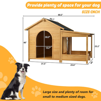 Wooden Dog House 60.2 Inch Large Outdoor with Insulated Liner by HouseOfZazla on Tampa Home & Garden Store