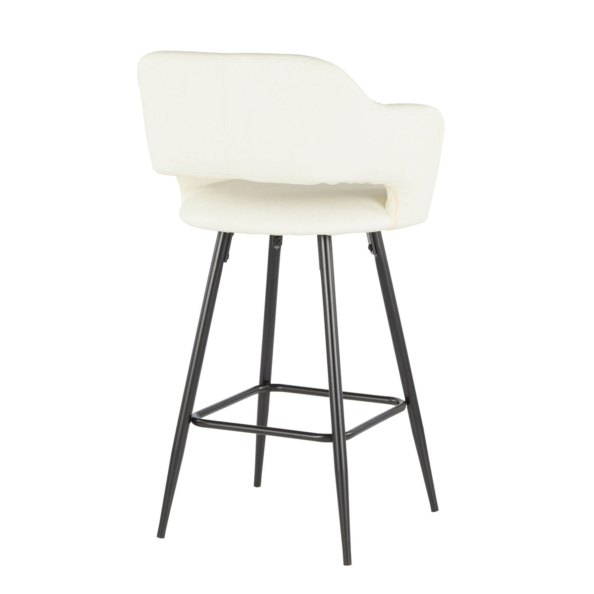 Margarite contemporary counter stool set white upholstered seat with curved back and black legs on Tampa Home & Garden Store