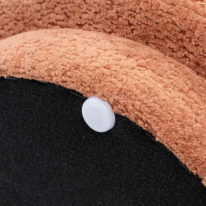 Fuji mushroom footstool ottoman in warm orange-brown shag upholstery with white foot on Tampa Home & Garden Store