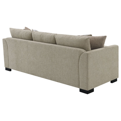 Pacheco sleeper sectional chaise sofa beige linen fabric with plush back cushions on Tampa Home & Garden Store