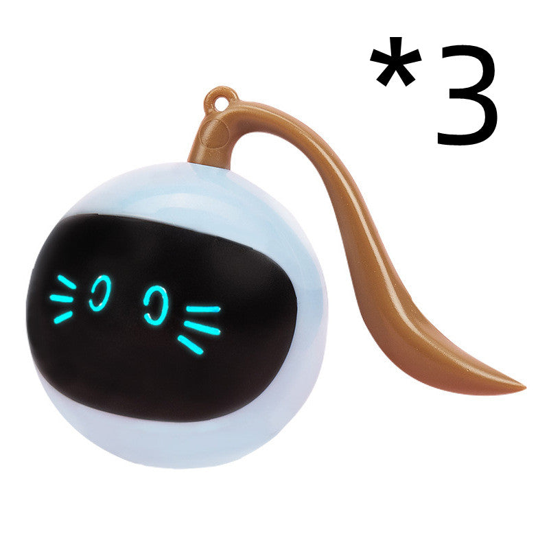 Pet Smart Interactive Colorful LED Rotating Ball with cyan LED face, white sphere, 3-pack on Tampa Home & Garden Store