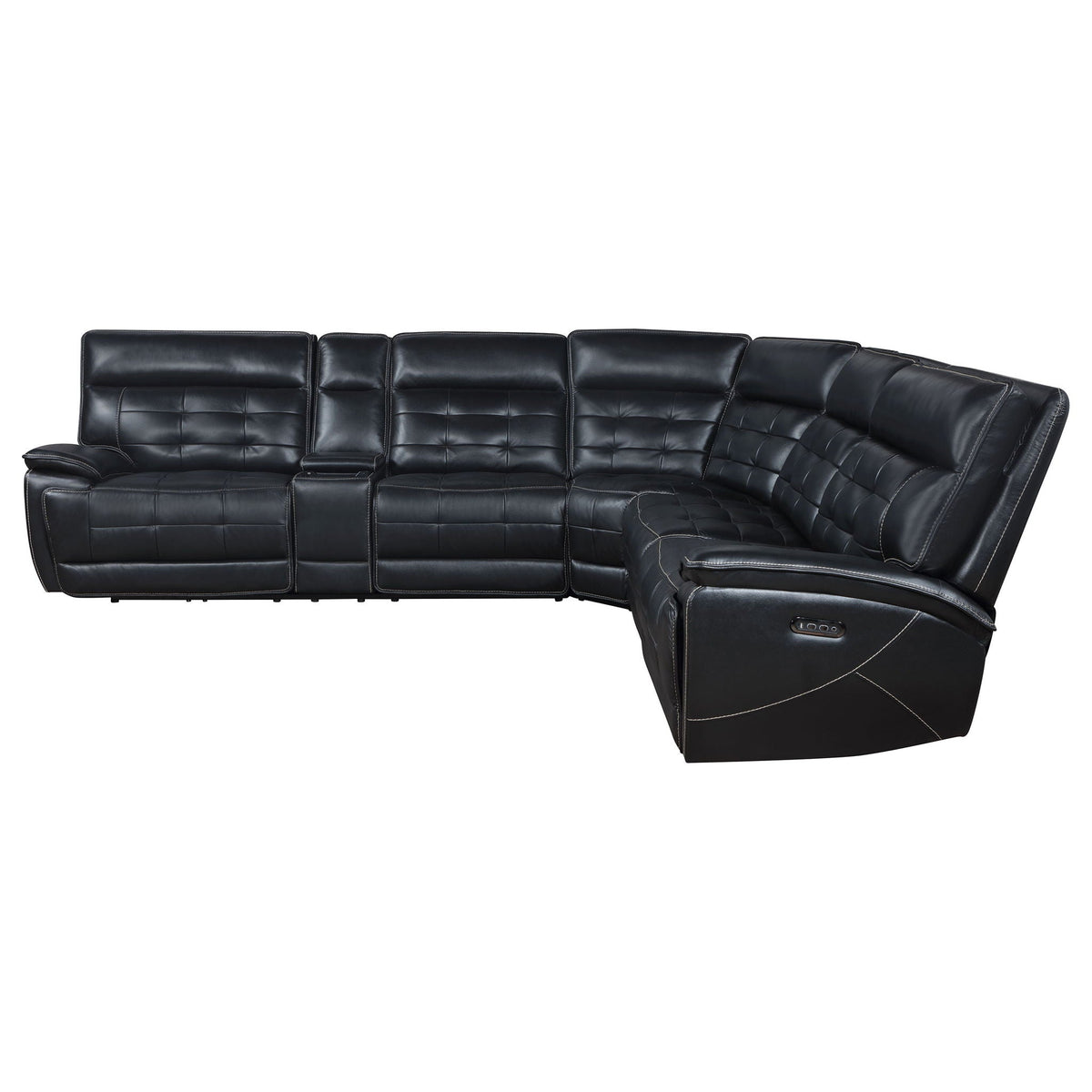 Hayden dual power reclining sectional sofa black leather with chaise HouseOfZazla on Tampa Home & Garden Store