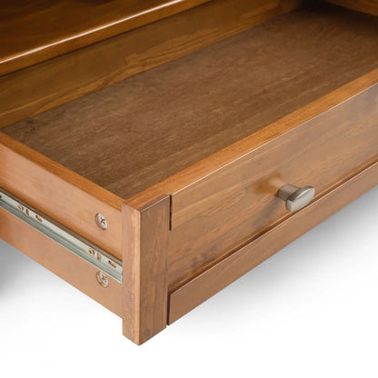 Warm Shaker coffee table interior with woodgrain drawer frame and metal slides on Tampa Home & Garden Store