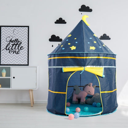 Children's tent playhouse castle navy blue with yellow trim indoor princess toy by My Store on Tampa Home & Garden Store