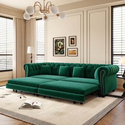 Green Chesterfield Velvet Sofa and the Bed