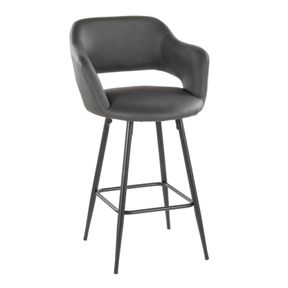 Contemporary fixed-height counter stool with square footrest in dark gray faux leather on Tampa Home & Garden Store