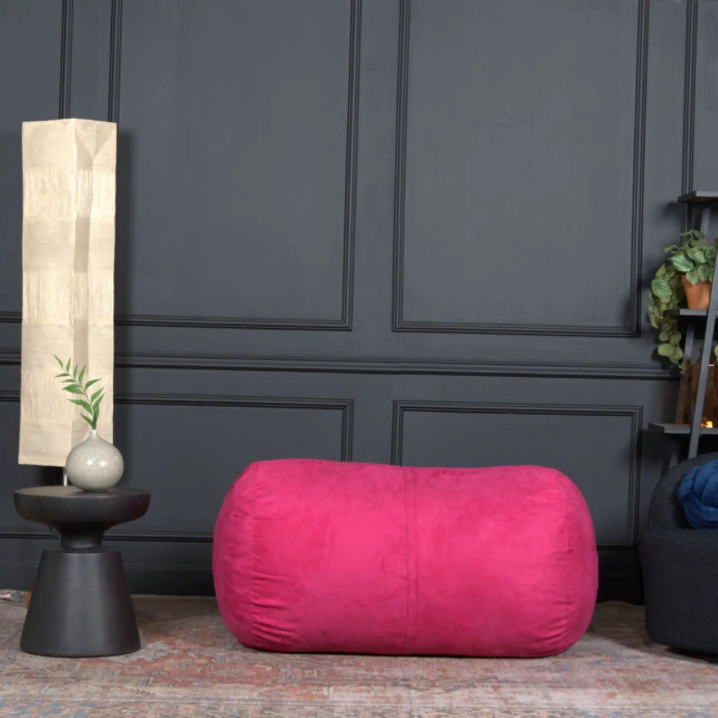 Michael Modern Cylindrical Suede Bean Bag Chair