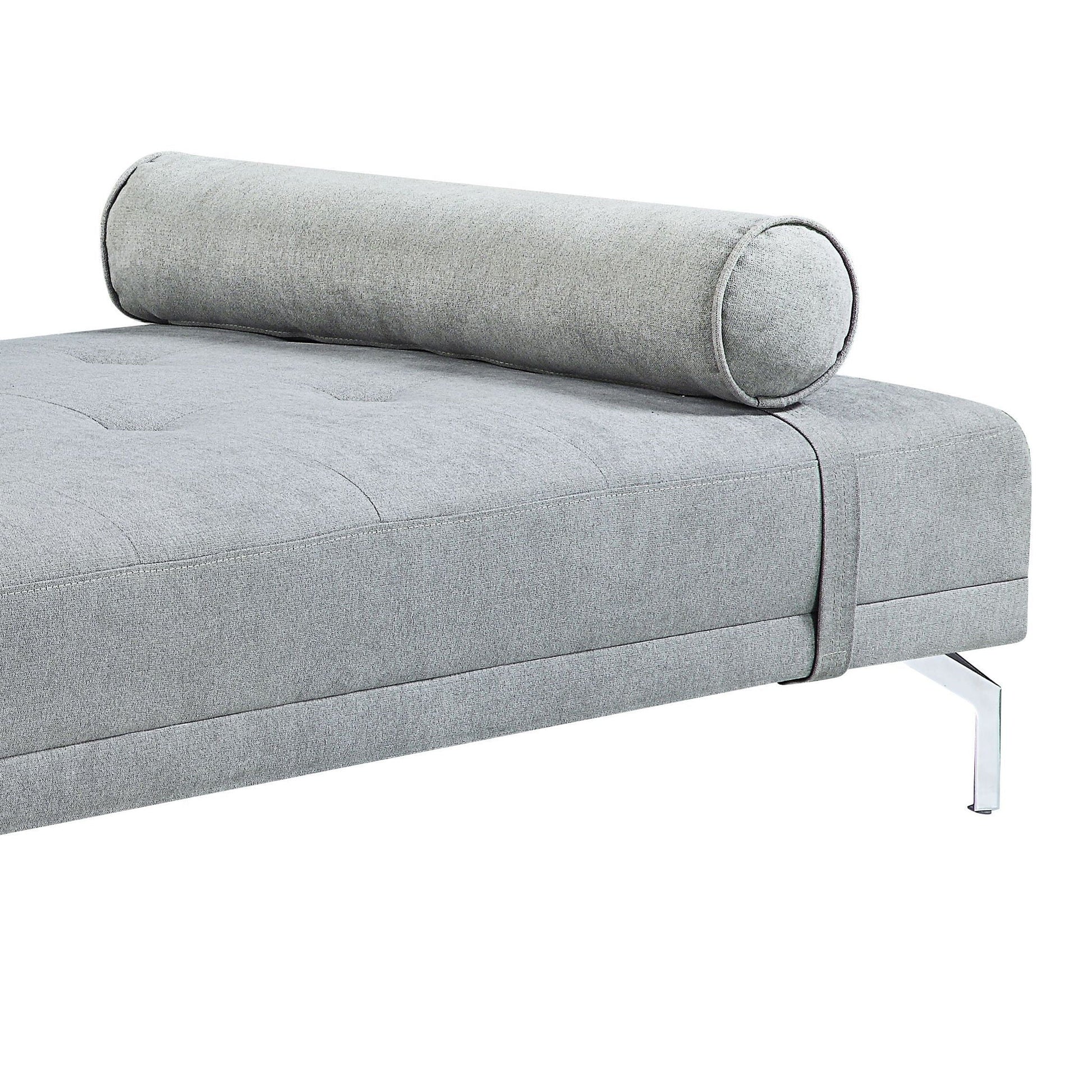 Quenti velvet sofa bed with pillow gray by HouseOfZazla plush fabric and cylindrical bolster on Tampa Home & Garden Store