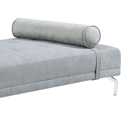 Quenti velvet sofa bed with pillow gray by HouseOfZazla plush fabric and cylindrical bolster on Tampa Home & Garden Store