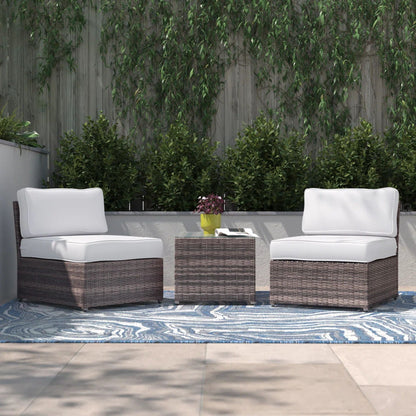 Modern Wicker Outdoor Seating Set With Cushions, 3-Piece, HouseOfZazla on Tampa Home & Garden Store