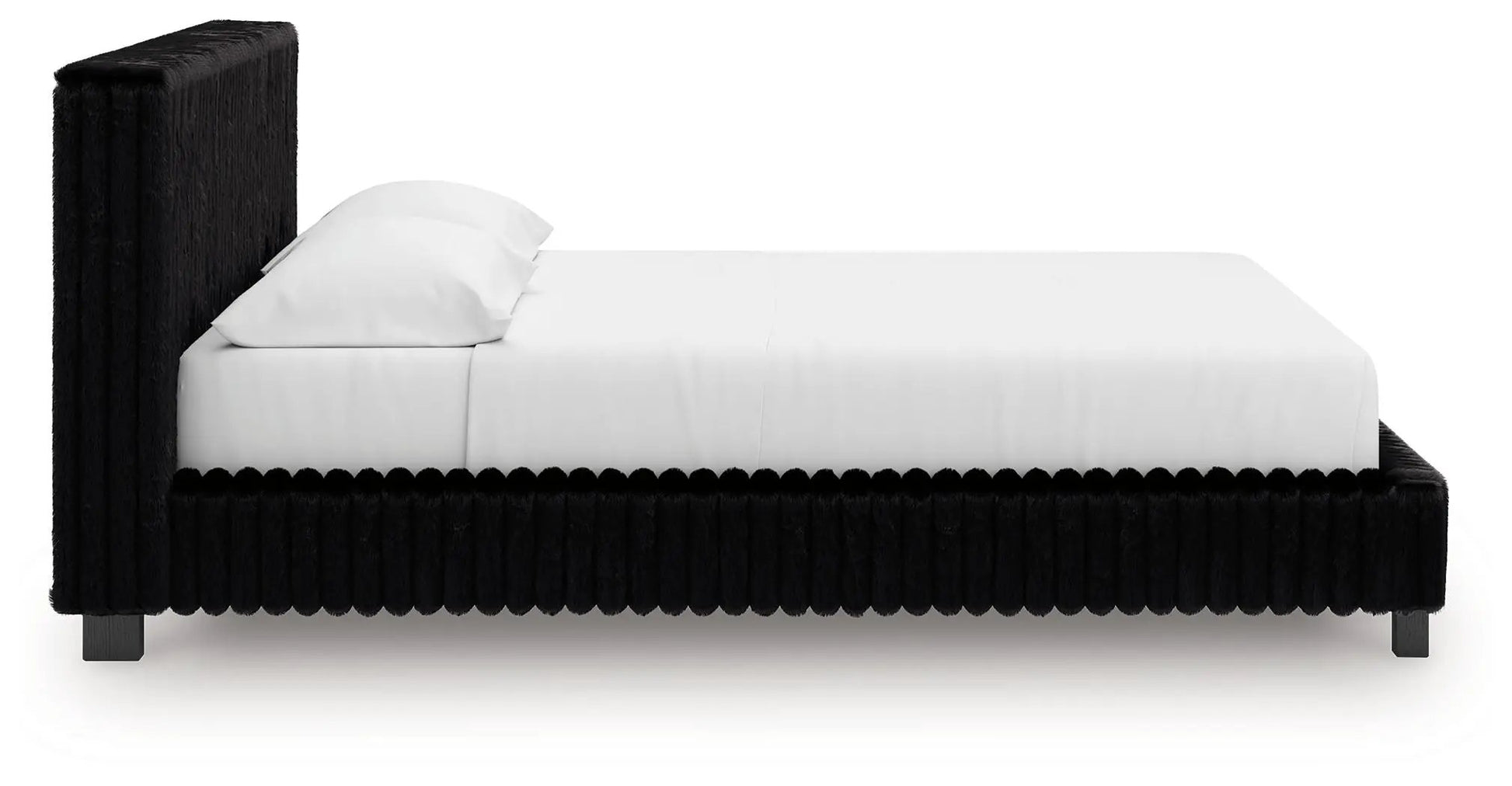 Zuraleus Upholstered Bed in black faux fur with tall headboard by Unique Piece Furniture on Tampa Home & Garden Store