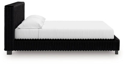 Zuraleus Upholstered Bed in black faux fur with tall headboard by Unique Piece Furniture on Tampa Home & Garden Store