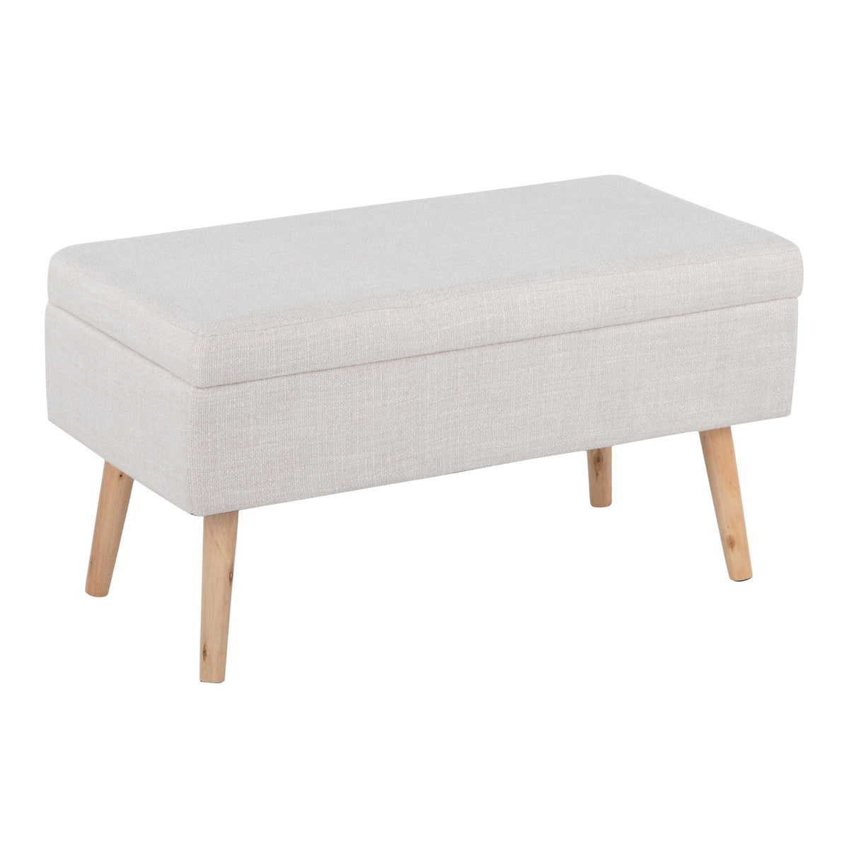 Contemporary beige storage bench with flip-top lid and light wood legs, HouseOfZazla on Tampa Home & Garden Store