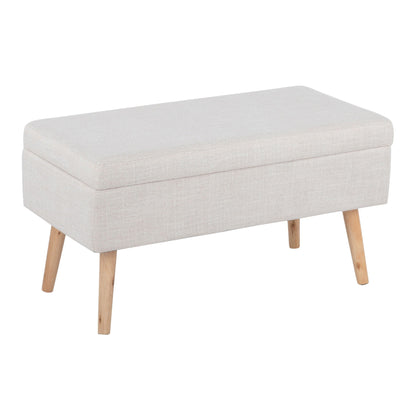 Contemporary beige storage bench with flip-top lid and light wood legs, HouseOfZazla on Tampa Home & Garden Store