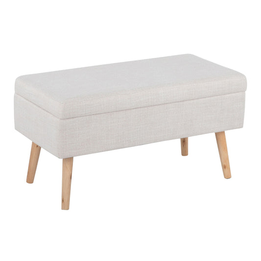 Contemporary beige storage bench with flip-top lid and light wood legs, HouseOfZazla on Tampa Home & Garden Store