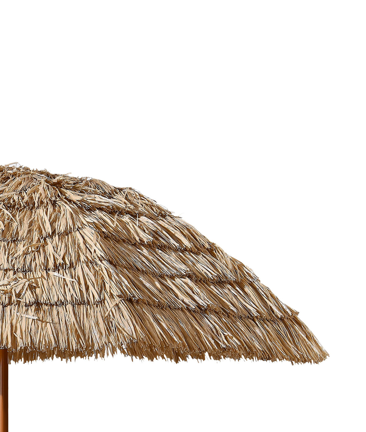 8' Thatched Patio Tiki Umbrella Tropical Palapa with brown straw thatch and wooden pole on Tampa Home & Garden Store