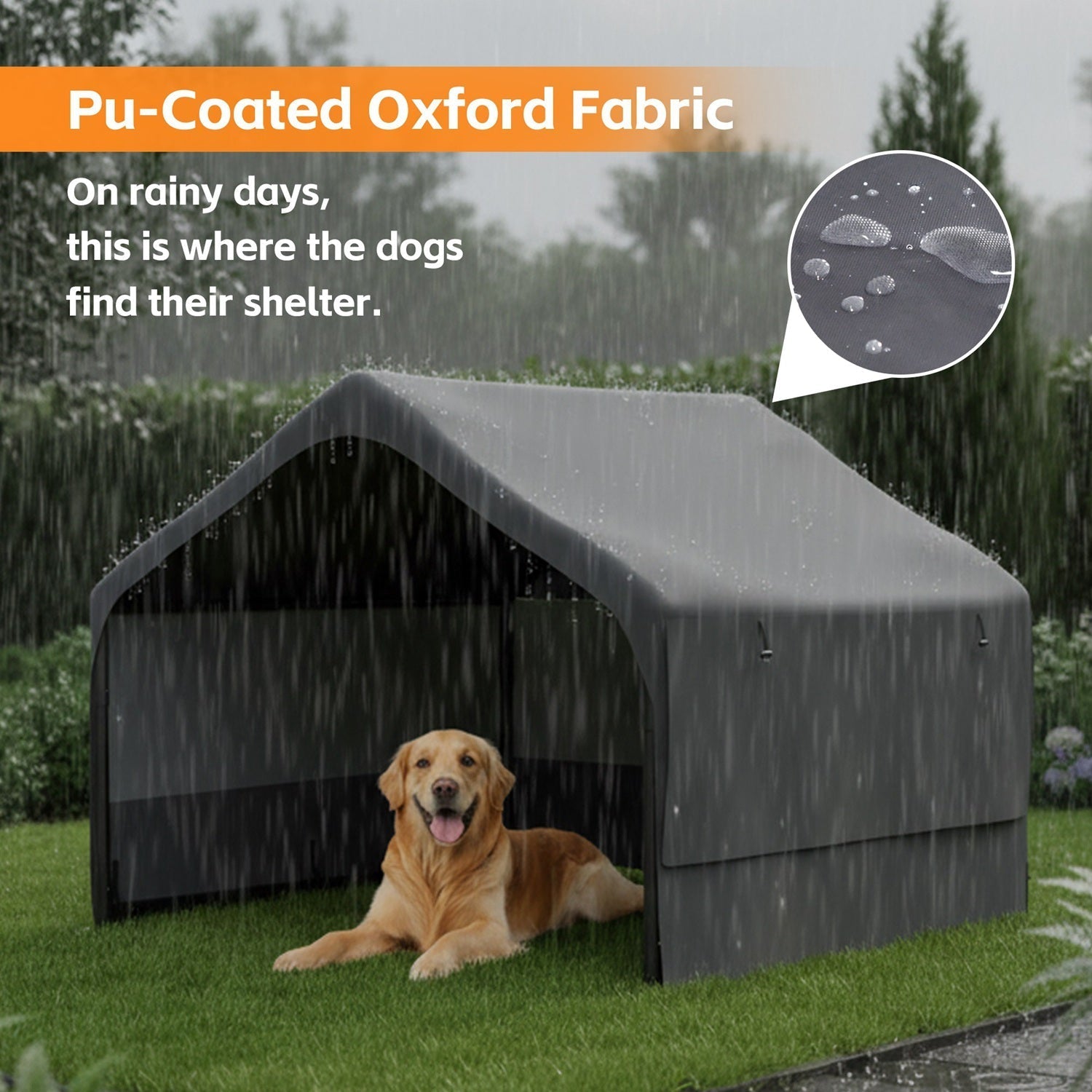 GemGear extra large outdoor dog house tent 4x4x3ft gray pet shelter with mesh windows on Tampa Home & Garden Store