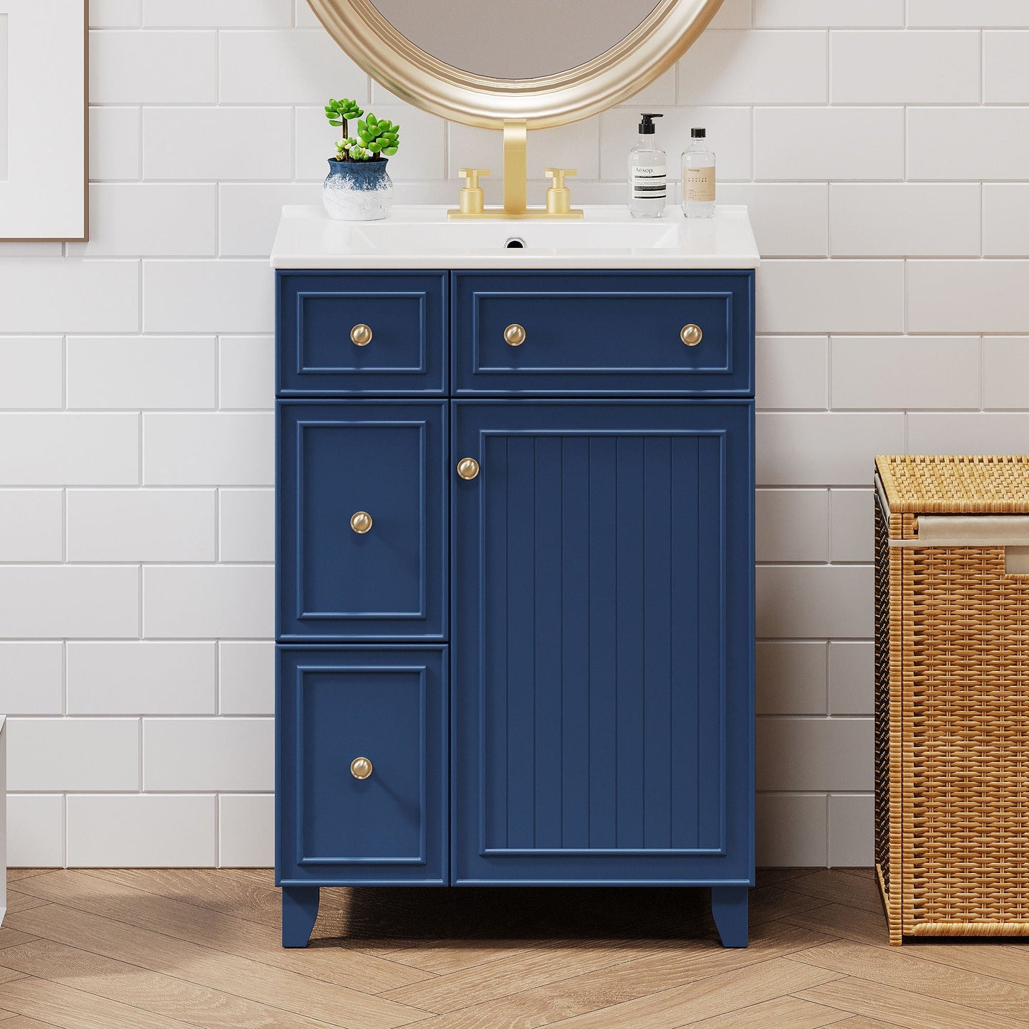 Transitional Bathroom Vanity With Ceramic Sink